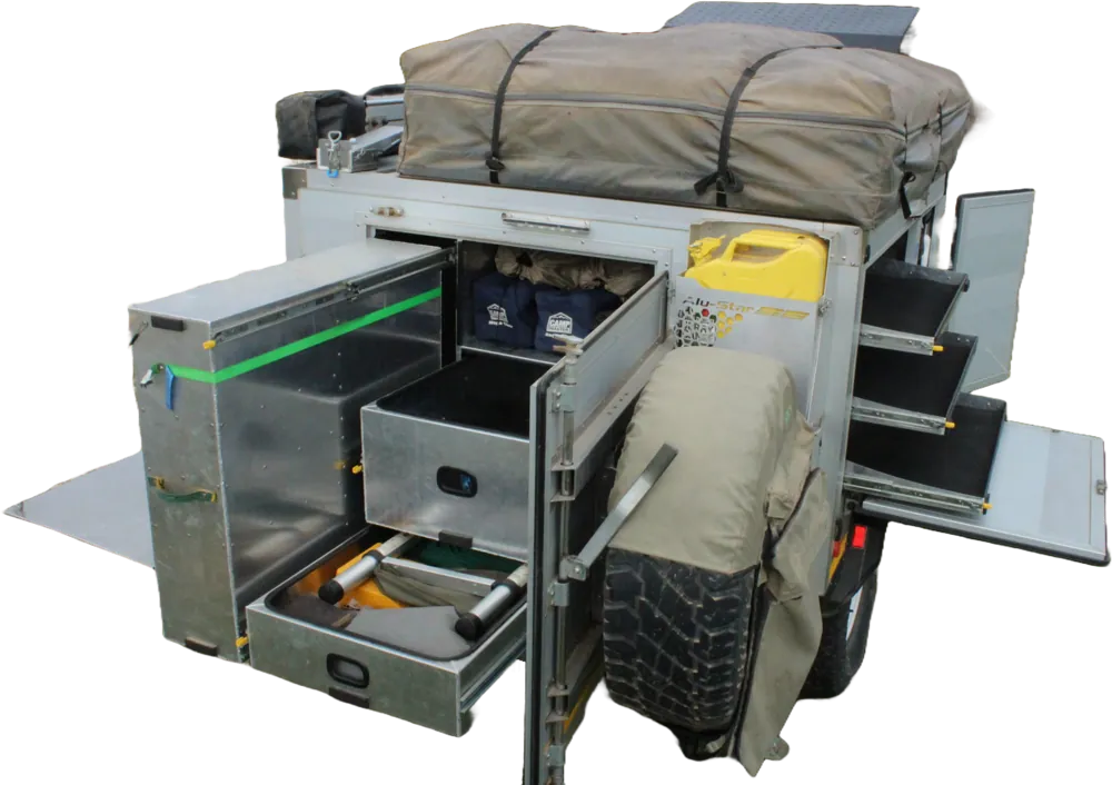 XK6 with kitchen drawers and storage open