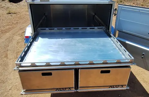 Rear drawers with slide deck