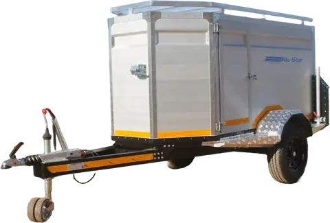 Cargo enclosed aluminium trailer, side view